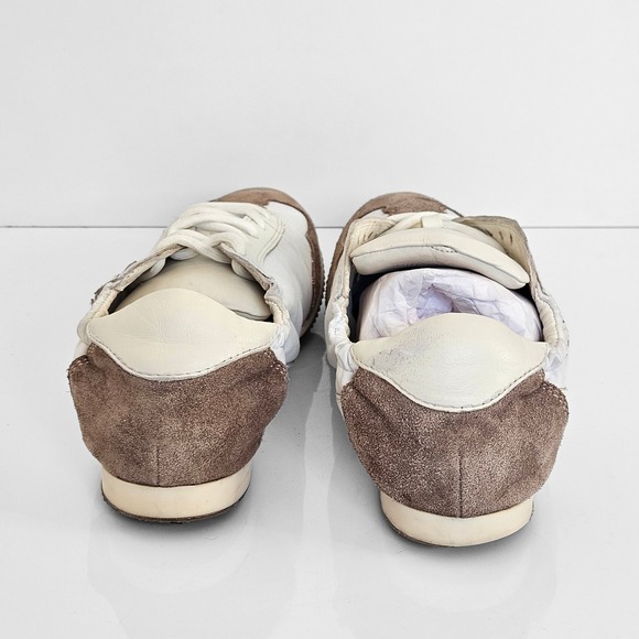 Tory Burch Cream Leather & Suede Logo Sneakers | Size US 6 | Neutral Trainer - Picture 8 of 13